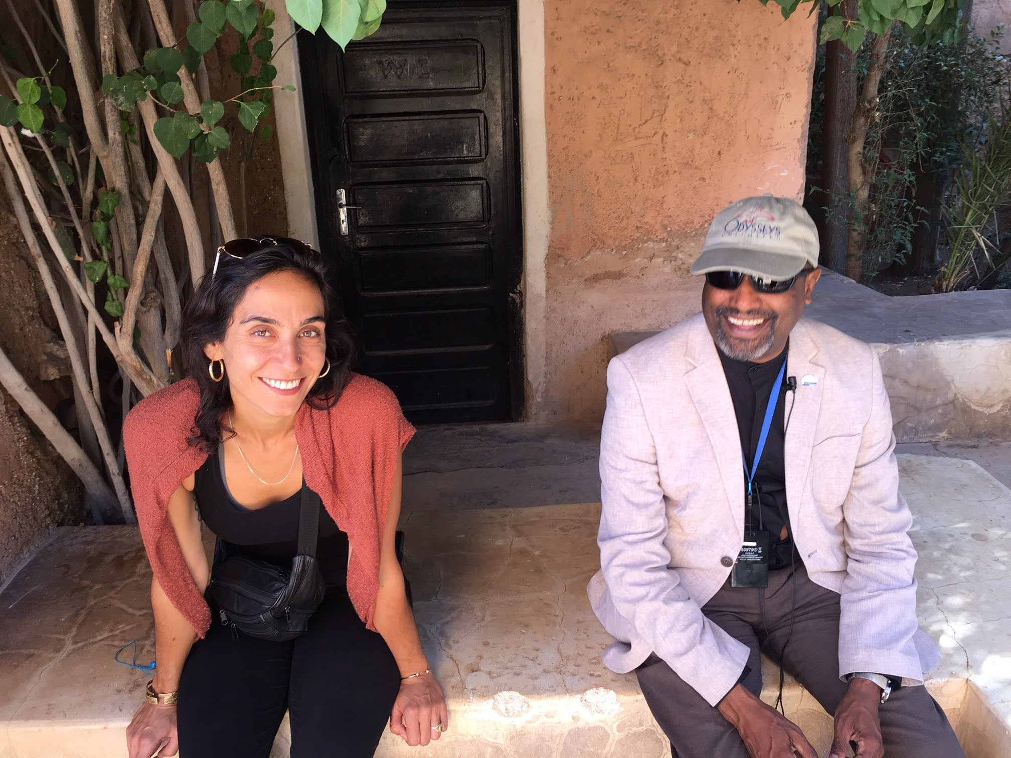 Alia Kate in morocco with Smithsonian Journeys Alia Kate and Moroccan tour guide with Smithsonian Journeys Splendors of Morocco trip